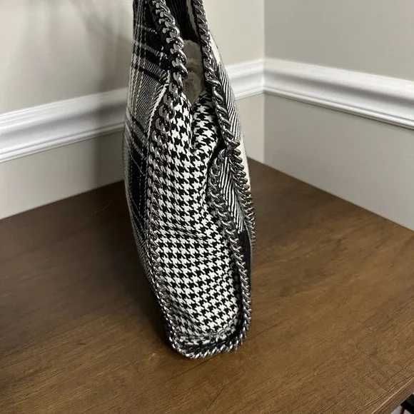 Stella McCartney Black and White Plaid Satchel - Picture 4 of 13